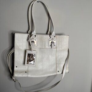 Wilsons Leather Women's White Leather Executive Large Tote Handbag Shoulder Bag
